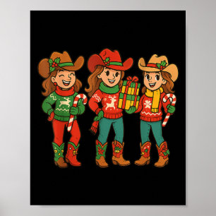 Zwarte Afro-Amerikaanse Cowgirl Western Christmas  Poster