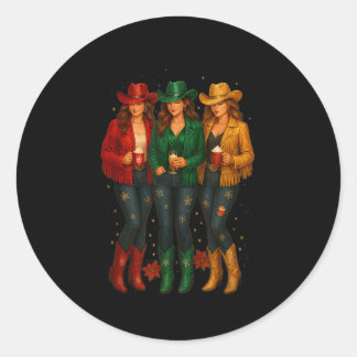 Zwarte Afro-Amerikaanse Cowgirl Western Christmas Ronde Sticker