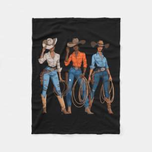 Zwarte Afro-Amerikaanse Cowgirl Western Country Ro Fleece Deken