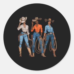 Zwarte Afro-Amerikaanse Cowgirl Western Country Ro Ronde Sticker