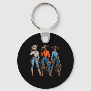Zwarte Afro-Amerikaanse Cowgirl Western Country Ro Sleutelhanger