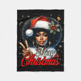 Zwarte Afro-Amerikaanse kerst meisje Melanin Sant Fleece Deken