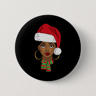 Zwarte Afro-Amerikaanse Kerstman Afro Kerstmis Mel Ronde Button 5,7 Cm