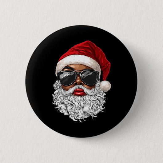 Zwarte Afro-Amerikaanse Kerstman Gezicht Xmas Merr Ronde Button 5,7 Cm (Voorkant)