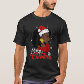 Zwarte Afro-Amerikaanse Kerstman Hat Kerstmis Blac T-shirt (Voorkant)
