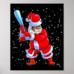 Zwarte Afro-Amerikaanse kerstman honkbal Afro C Poster