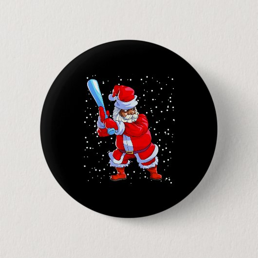 Zwarte Afro-Amerikaanse Kerstman Honkbal Afro C Ronde Button 5,7 Cm (Voorkant)