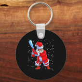 Zwarte Afro-Amerikaanse kerstman honkbal Afro C Sleutelhanger (Voorkant)