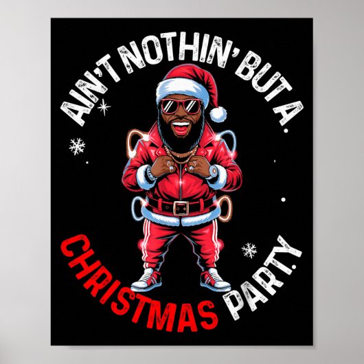Zwarte Afro-Amerikaanse kerstman Kerst Pijama Poster (Voorkant)