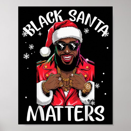 Zwarte Afro-Amerikaanse kerstman Kerstmis Pyjama Poster (Voorkant)