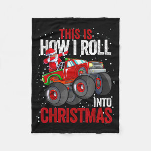 Zwarte Afro-Amerikaanse Kerstman Monstertruck C Fleece Deken