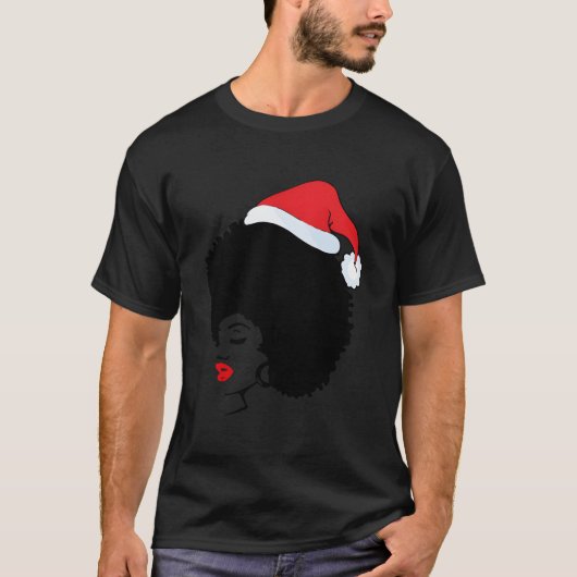 Zwarte Afro-Amerikaanse Kerstman Pyjama T-shirt (Voorkant)