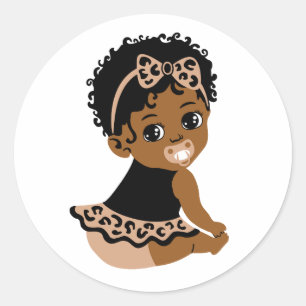 Zwarte Afro-Amerikaanse Safari Baby Girl Sticker