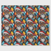 Zwarte Afro-Amerikaanse Santa Claus Urban Graffiti Cadeaupapier (Vlak)