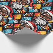 Zwarte Afro-Amerikaanse Santa Claus Urban Graffiti Cadeaupapier (Hoek)
