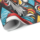 Zwarte Afro-Amerikaanse Santa Claus Urban Graffiti Cadeaupapier (Rol Hoek)