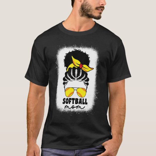 Zwarte Afro-Amerikaanse Softbal Moeder Catcher Wer T-shirt (Voorkant)