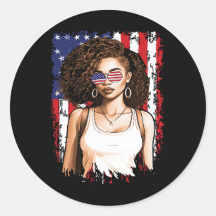 Zwarte Afro-Amerikaanse vlag van 4 juli Patriottis Ronde Sticker