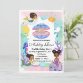 Zwarte/Afro-Amerikaanse Zeemeermin Verjaardagsuitn Kaart (Staand voorkant)