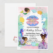 Zwarte/Afro-Amerikaanse Zeemeermin Verjaardagsuitn Kaart (Voorkant / Achterkant)