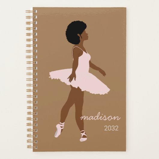 Zwarte afro hair ballerina illustratienaam planner (Voorkant)