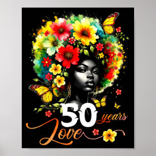Zwarte Afro Koningin 50 Jaar Liefde 50ste Verjaard Poster