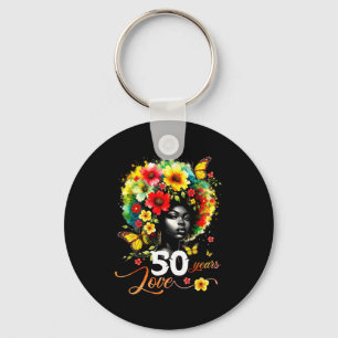Zwarte Afro Koningin 50 Jaar Liefde 50ste Verjaard Sleutelhanger