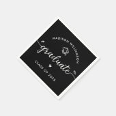 Zwarte afstudeerceremonie Witte Moderne Script Har Servet (Hoek)