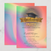 Zwarte Afstudeerder Pet Rainbow Colorful Gradupart Kaart (Voorkant / Achterkant)