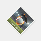 Zwarte afstudeerdop op een vlammende honkbal servet (Hoek)