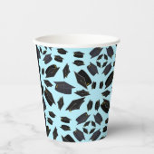 Zwarte afstudeerdoppen in de lucht Afstuderen Papieren Bekers (Voorkant)