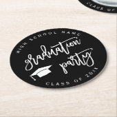 Zwarte Afstudeerfeest Klas van  Ronde Kartonnen Onderzetter (Gebogen)