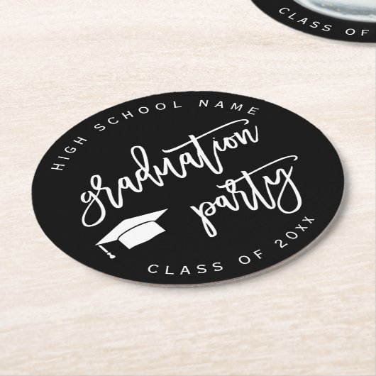 Zwarte Afstudeerfeest Klas van  Ronde Kartonnen Onderzetter (Gebogen)