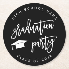 Zwarte Afstudeerfeest Klas van Ronde Kartonnen Onderzetter