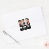 Zwarte afstudeerfoto 3 bedankt vierkante sticker (Envelop)