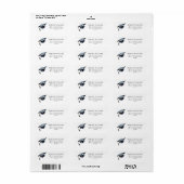 Zwarte afstudeerhoed Afstudeer Retouradres Etiket (Full Sheet)