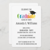 Zwarte afstudeerhoed afstudeerfeest uitnodiging (Voorkant / Achterkant)