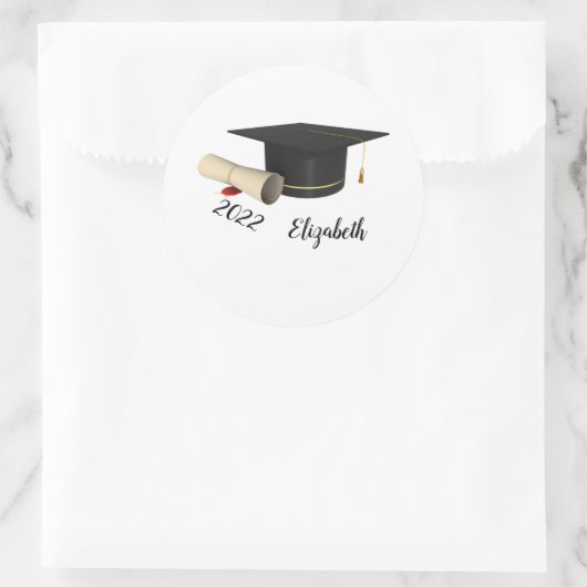 Zwarte afstudeerhoed, diploma ronde sticker (Tas)