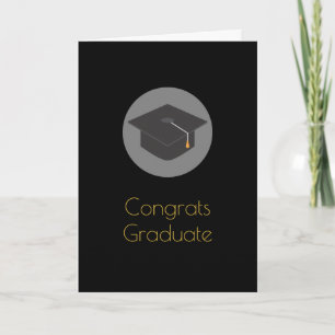 Zwarte afstudeerhoed Gefeliciteerd Afgestudeerde Kaart