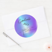 Zwarte afstudeerhoed, holografisch  ronde sticker (Envelop)