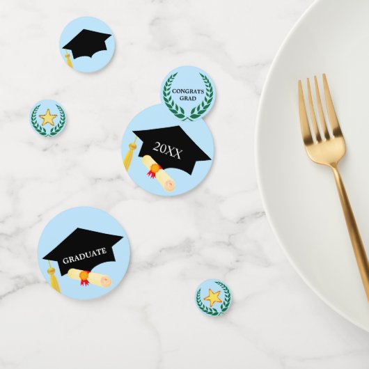 Zwarte afstudeerhoed, laurier & sterren Confetti (Groep)