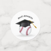 Zwarte afstudeerhoed op een honkbal confetti (Kleine voorkant)