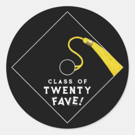 Zwarte afstudeerklas van 2025 ronde sticker