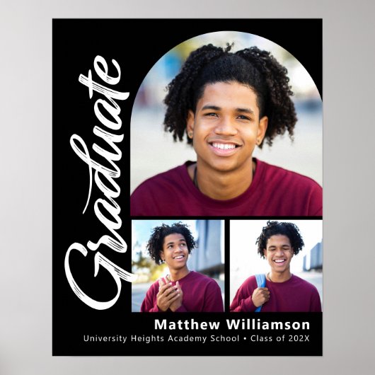 Zwarte Afstuderen 3 Foto Vet Boog Witte Scriptie Poster (Voorkant)