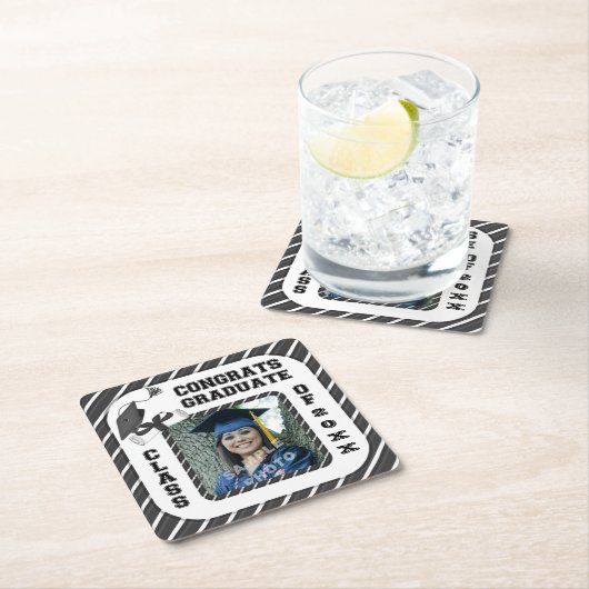 Zwarte Afstuderen Afstuderen School Party Onderzet Kartonnen Onderzetters (Insitu)