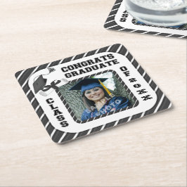 Zwarte Afstuderen Afstuderen School Party Onderzet Kartonnen Onderzetters