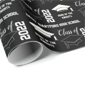 Zwarte Afstuderen toevoegen aan school Cadeaupapier (Rol Hoek)