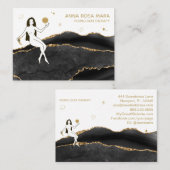 ** Zwarte Agaat - Godin Hemelse Gouden Glitter Visitekaartje (Voorkant / Achterkant)