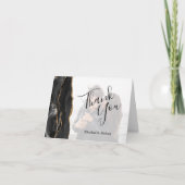 Zwarte Agaat Goud Verbleekte Foto Huwelijk Dank u Kaart (Voorkant)