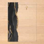 Zwarte Agaat Gouden Tekst Eerste Heilige Communie Acryl Uitnodigingen (Voorkant)